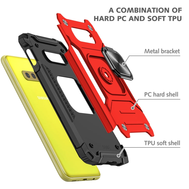 For Samsung Galaxy S10e Magnetic Armor Shockproof TPU + PC Case with Metal Ring Holder