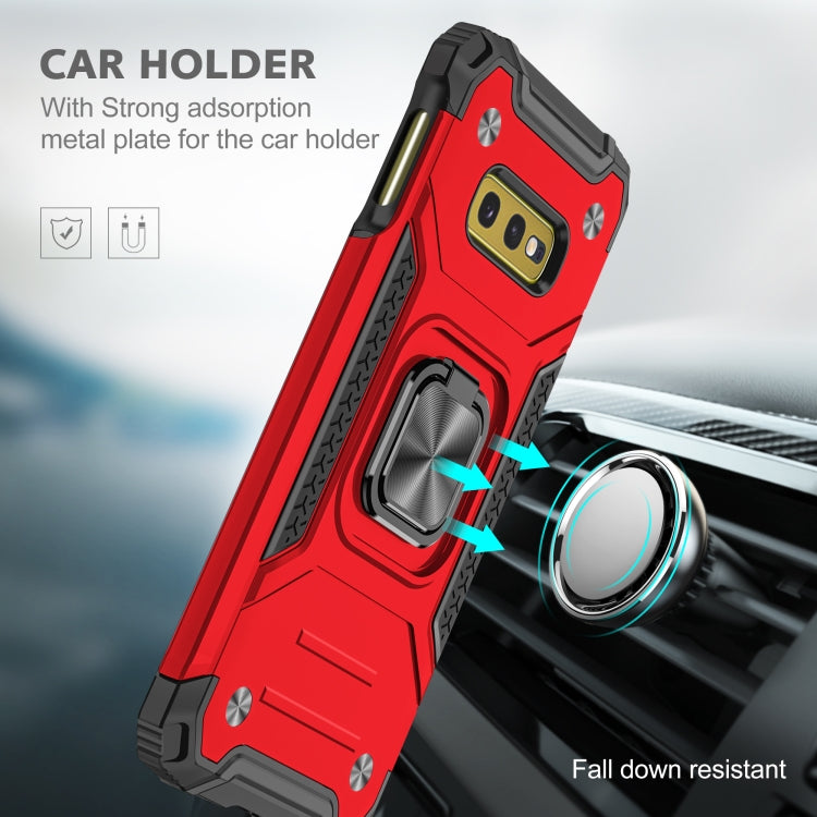 For Samsung Galaxy S10e Magnetic Armor Shockproof TPU + PC Case with Metal Ring Holder