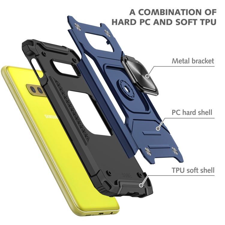 For Samsung Galaxy S10e Magnetic Armor Shockproof TPU + PC Case with Metal Ring Holder