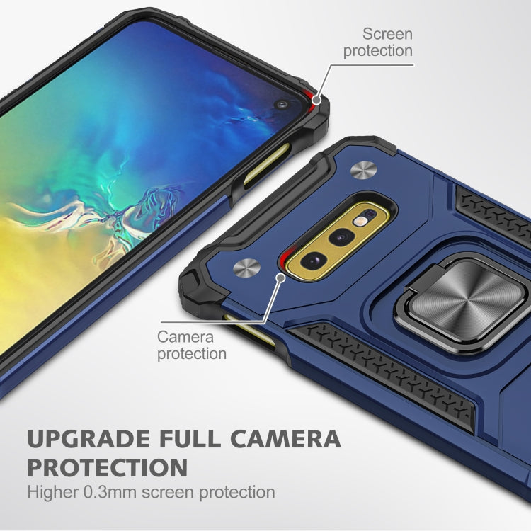 For Samsung Galaxy S10e Magnetic Armor Shockproof TPU + PC Case with Metal Ring Holder