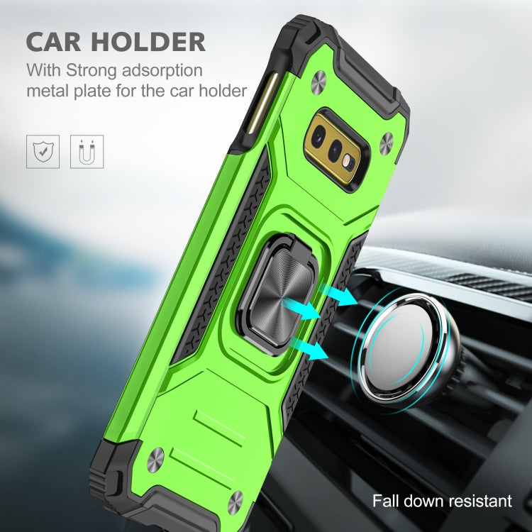 For Samsung Galaxy S10e Magnetic Armor Shockproof TPU + PC Case with Metal Ring Holder