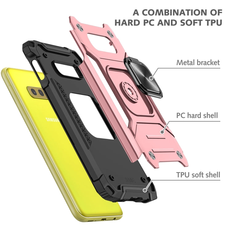 For Samsung Galaxy S10e Magnetic Armor Shockproof TPU + PC Case with Metal Ring Holder