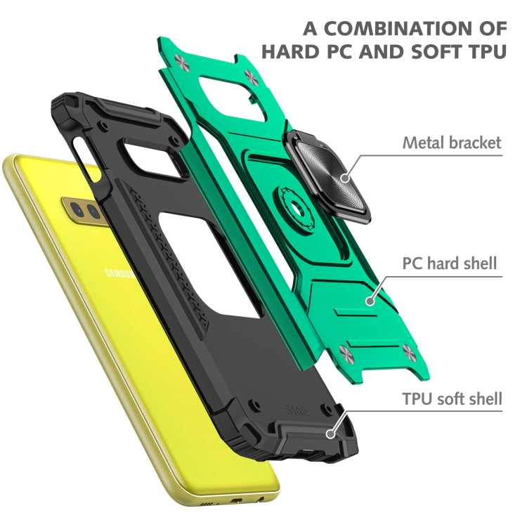 For Samsung Galaxy S10e Magnetic Armor Shockproof TPU + PC Case with Metal Ring Holder