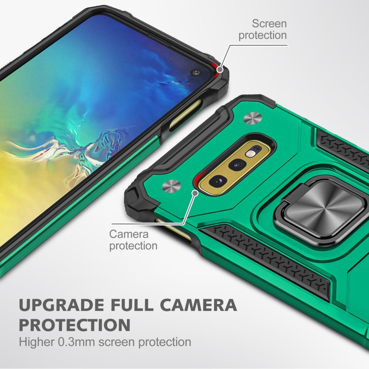 For Samsung Galaxy S10e Magnetic Armor Shockproof TPU + PC Case with Metal Ring Holder