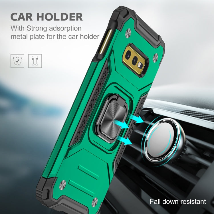 For Samsung Galaxy S10e Magnetic Armor Shockproof TPU + PC Case with Metal Ring Holder