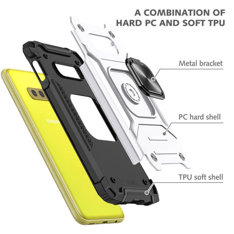For Samsung Galaxy S10e Magnetic Armor Shockproof TPU + PC Case with Metal Ring Holder