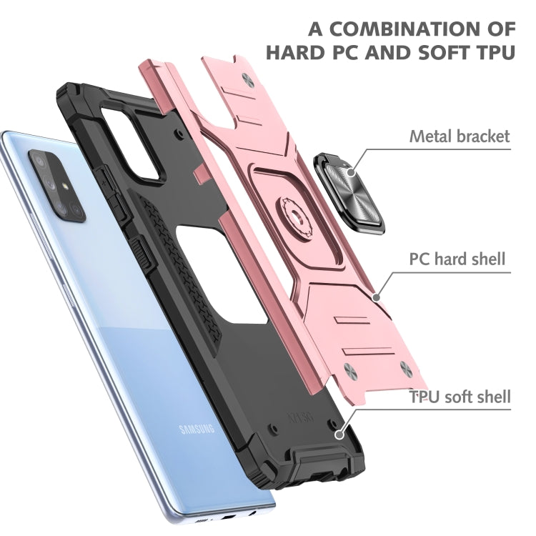 For Samsung Galaxy A71 5G Magnetic Armor Shockproof TPU + PC Case with Metal Ring Holder