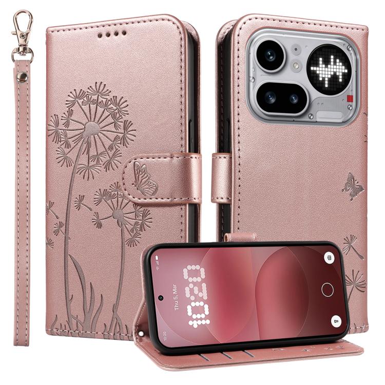 For Nothing Phone 4a Pro Dandelion Embossed Pattern Flip Leather Phone Case