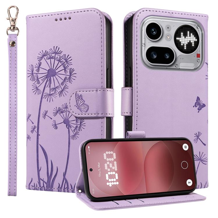 For Nothing Phone 4a Pro Dandelion Embossed Pattern Flip Leather Phone Case