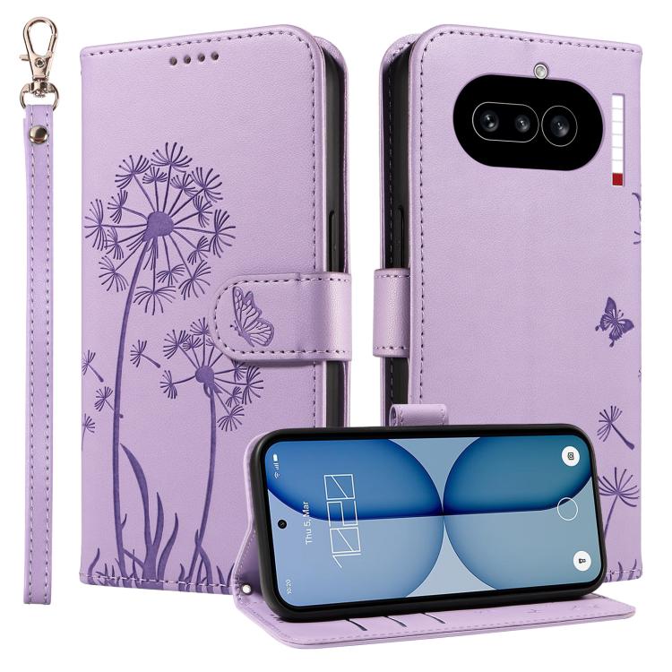 For Nothing Phone 4a Dandelion Embossed Pattern Flip Leather Phone Case