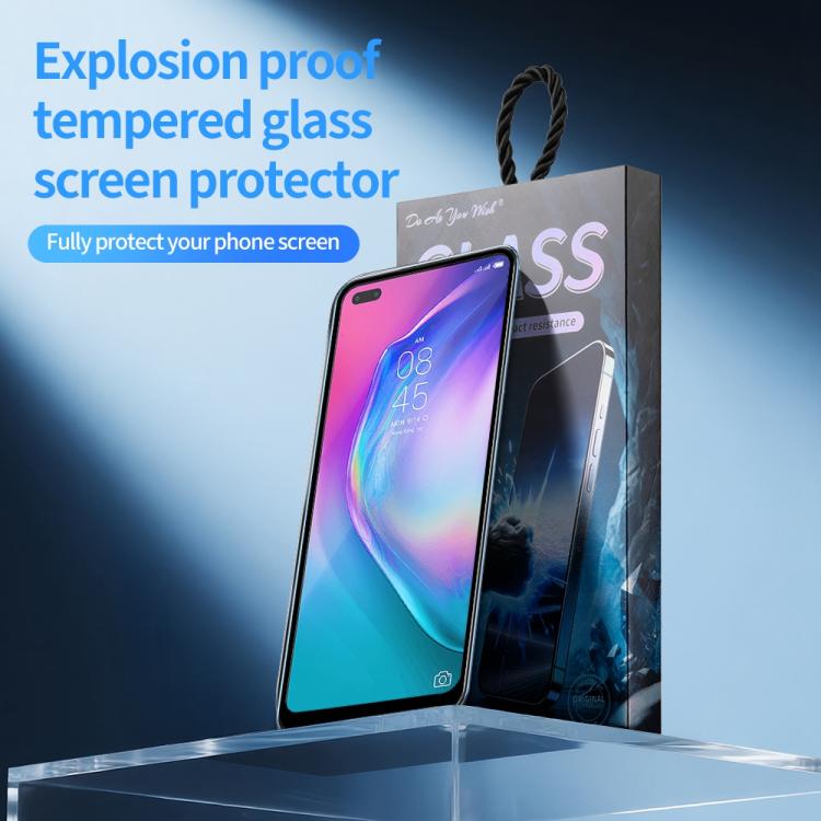 For Tecno Camon 16 Pro Do As You Wish Silk Screen Printed HD Tempered Glass Film - Black