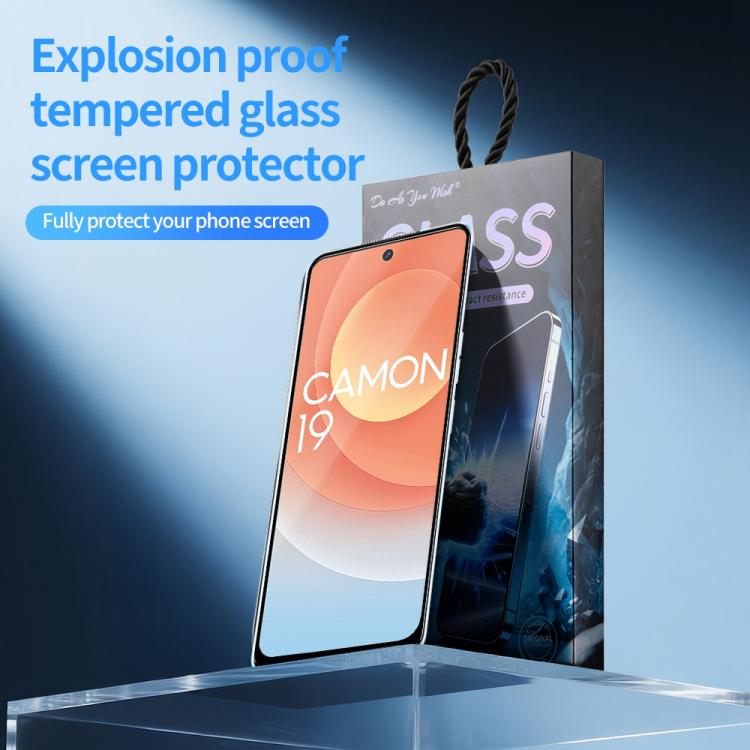 For Tecno Camon 19 Do As You Wish Silk Screen Printed HD Tempered Glass Film - Black