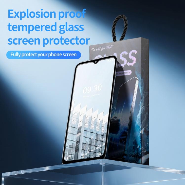 For Tecno Pop 6 Pro Do As You Wish Silk Screen Printed HD Tempered Glass Film - Black
