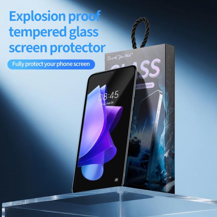 For Tecno Pop 7 Do As You Wish Silk Screen Printed HD Tempered Glass Film - Black
