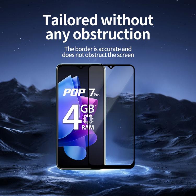 For Tecno Pop 7 Pro Do As You Wish Silk Screen Printed HD Tempered Glass Film - Black