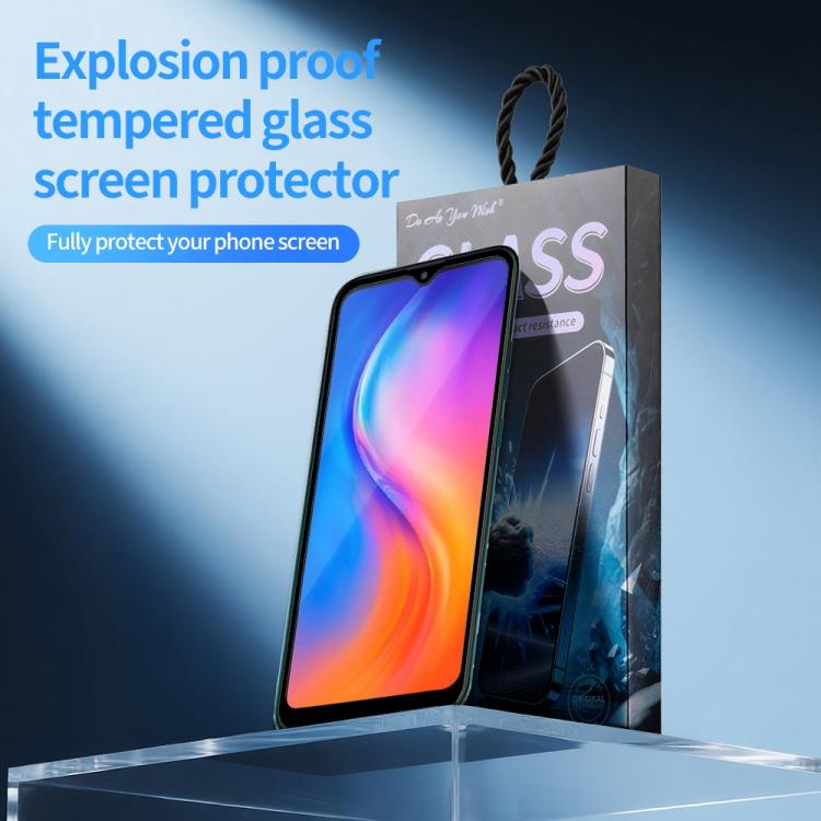 For Tecno Spark 6 Go Do As You Wish Silk Screen Printed HD Tempered Glass Film - Black