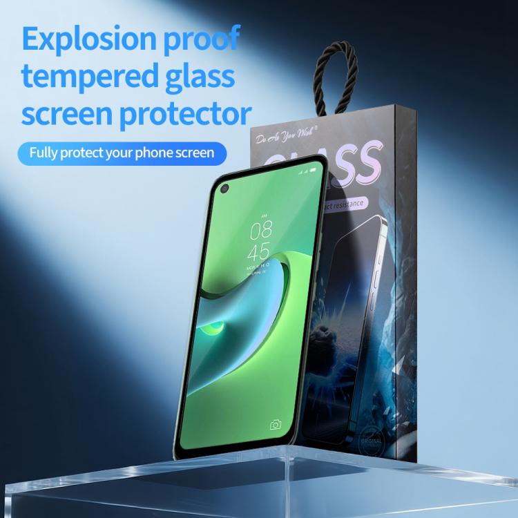 For Tecno Spark 7 Pro Do As You Wish Silk Screen Printed HD Tempered Glass Film - Black