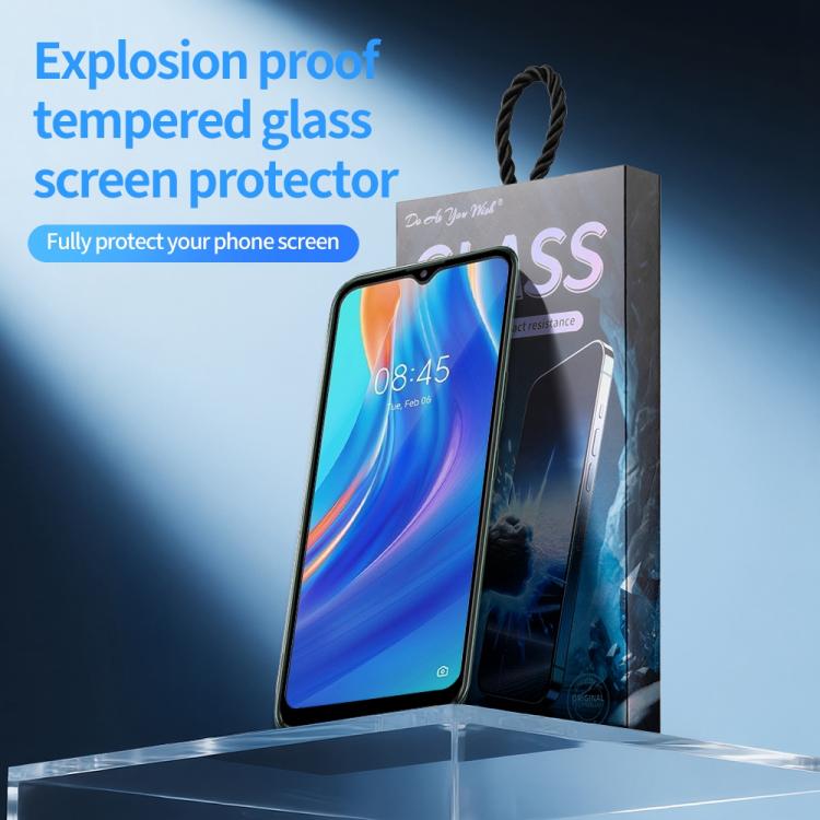 For Tecno Spark 7 Do As You Wish Silk Screen Printed HD Tempered Glass Film - Black