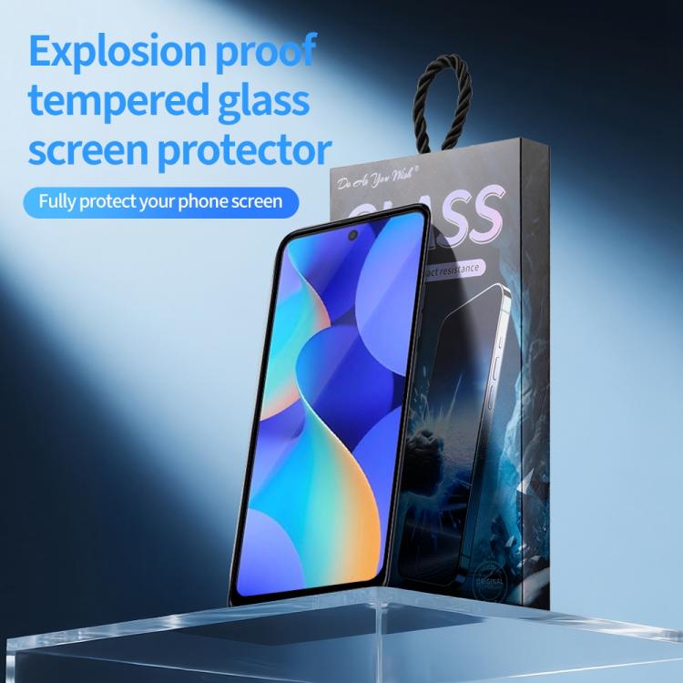 For Tecno Spark 10 Pro Do As You Wish Silk Screen Printed HD Tempered Glass Film - Black