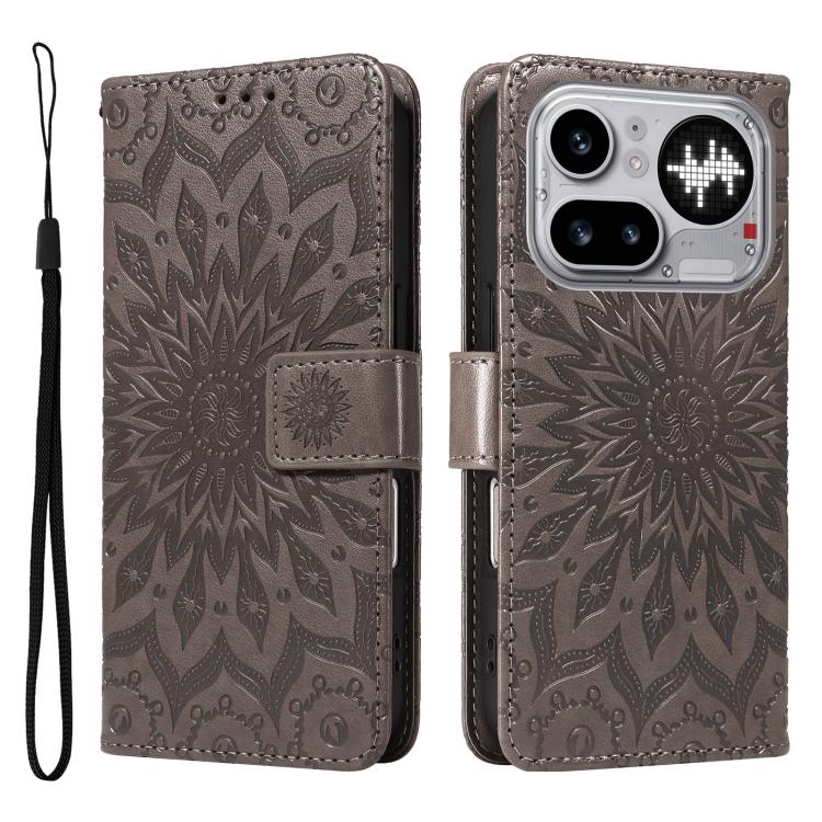 For Nothing Phone 4a Pro Embossed Sunflower Pattern Flip Leather Phone Case