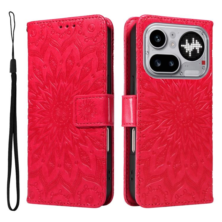 For Nothing Phone 4a Pro Embossed Sunflower Pattern Flip Leather Phone Case