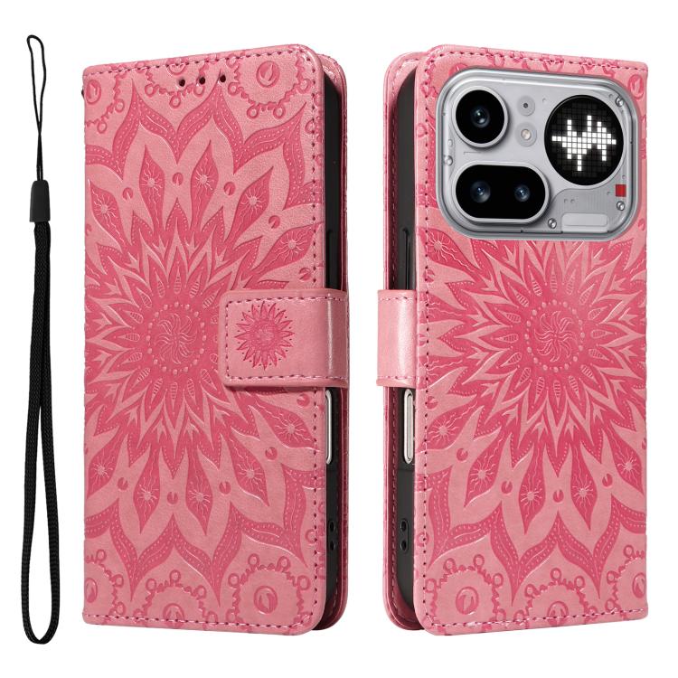 For Nothing Phone 4a Pro Embossed Sunflower Pattern Flip Leather Phone Case