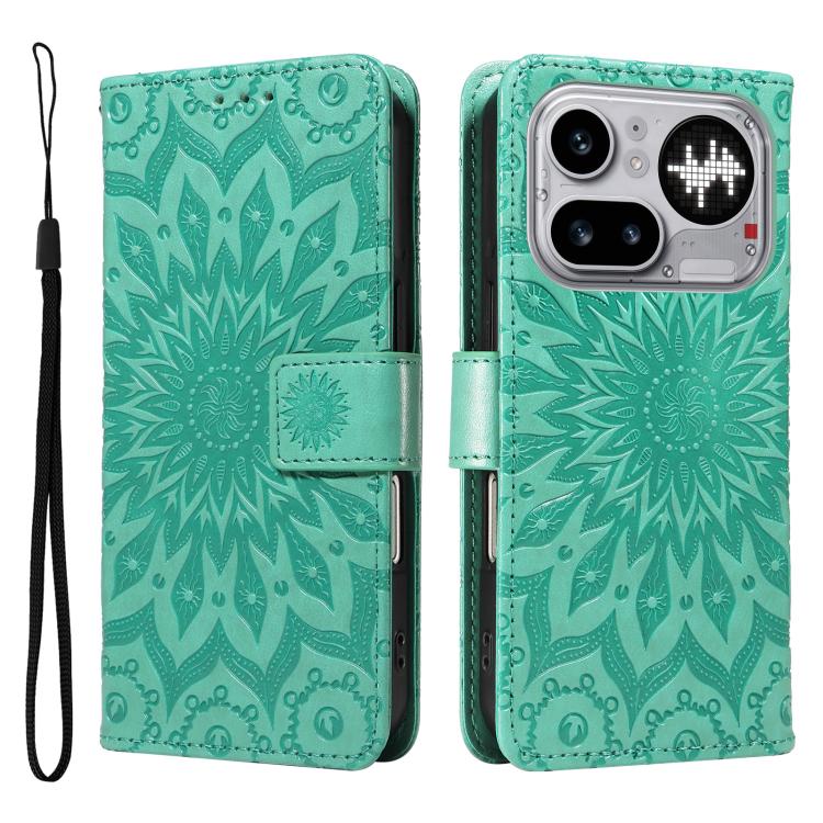 For Nothing Phone 4a Pro Embossed Sunflower Pattern Flip Leather Phone Case