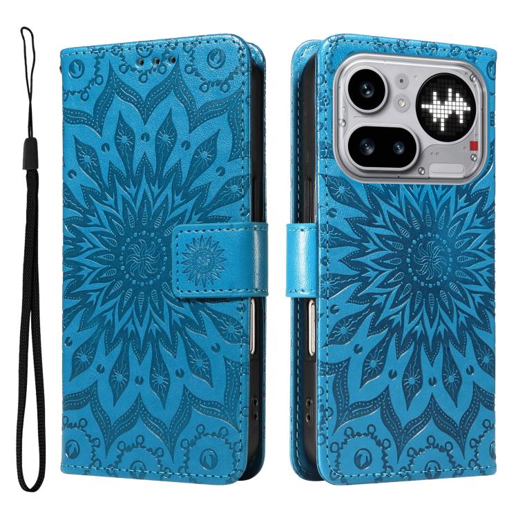 For Nothing Phone 4a Pro Embossed Sunflower Pattern Flip Leather Phone Case
