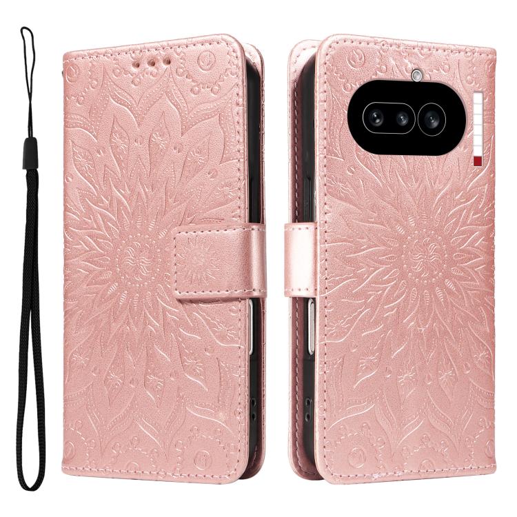For Nothing Phone 4a Embossed Sunflower Pattern Flip Leather Phone Case