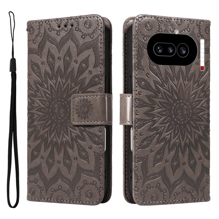For Nothing Phone 4a Embossed Sunflower Pattern Flip Leather Phone Case