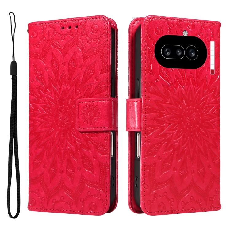 For Nothing Phone 4a Embossed Sunflower Pattern Flip Leather Phone Case