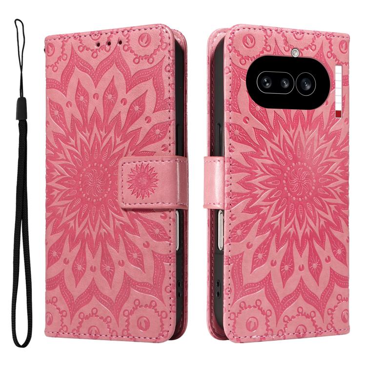 For Nothing Phone 4a Embossed Sunflower Pattern Flip Leather Phone Case