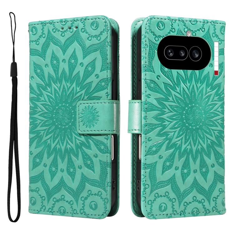 For Nothing Phone 4a Embossed Sunflower Pattern Flip Leather Phone Case