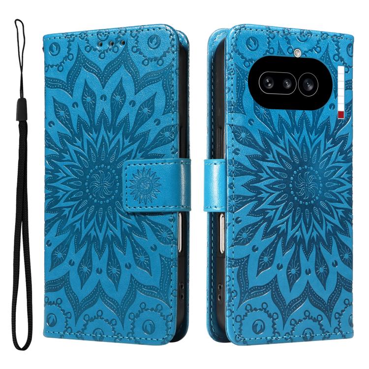 For Nothing Phone 4a Embossed Sunflower Pattern Flip Leather Phone Case