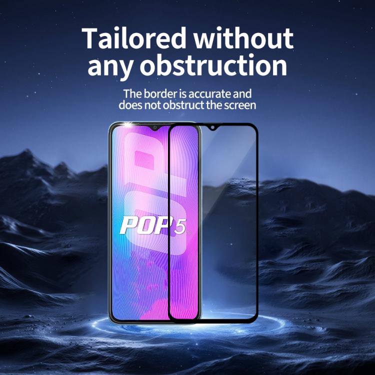 For Tecno Pop 5 LTE 5pcs / Pack Do As You Wish Silk Screen Printed HD Tempered Glass Film - Black