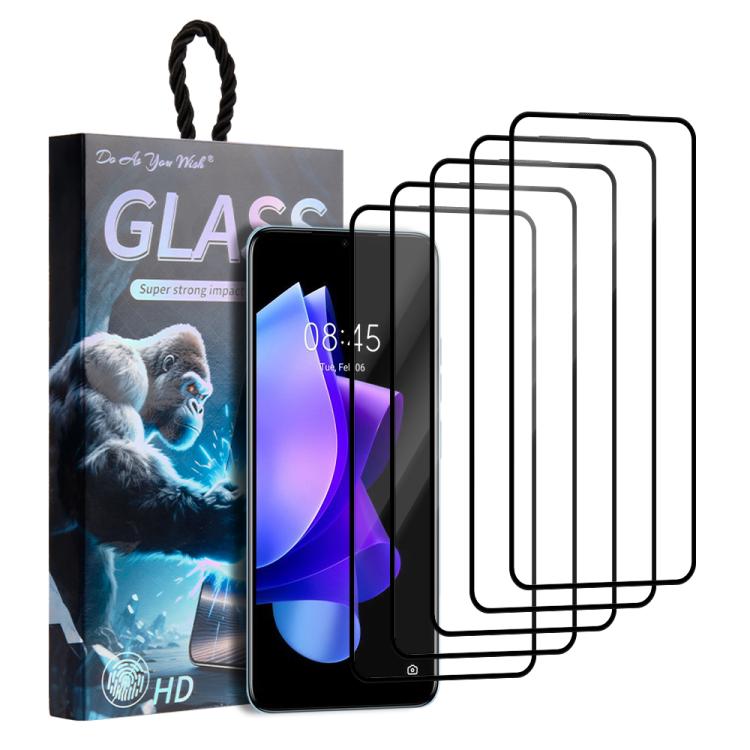 For Tecno Pop 7 5pcs / Pack Do As You Wish Silk Screen Printed HD Tempered Glass Film - Black