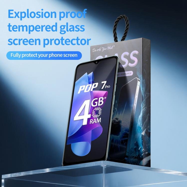 For Tecno Pop 7 Pro 5pcs / Pack Do As You Wish Silk Screen Printed HD Tempered Glass Film - Black