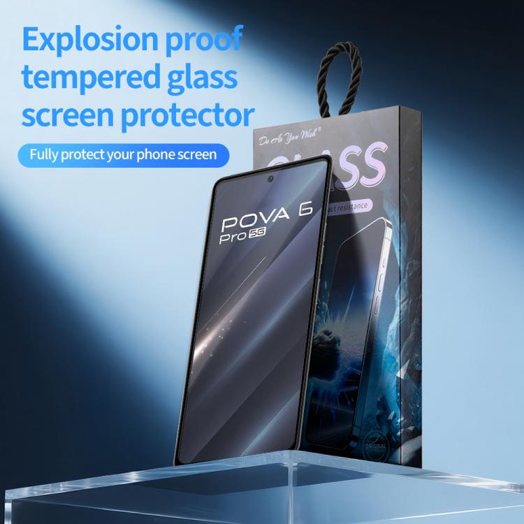For Tecno Pova 6 Pro 5pcs / Pack Do As You Wish Silk Screen Printed HD Tempered Glass Film - Black