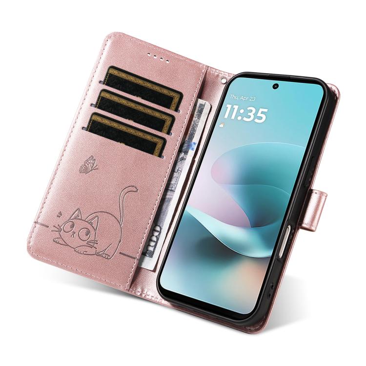 For Nothing Phone 4a Pro Adorable Cat Embossed Pattern Flip Leather Phone Case