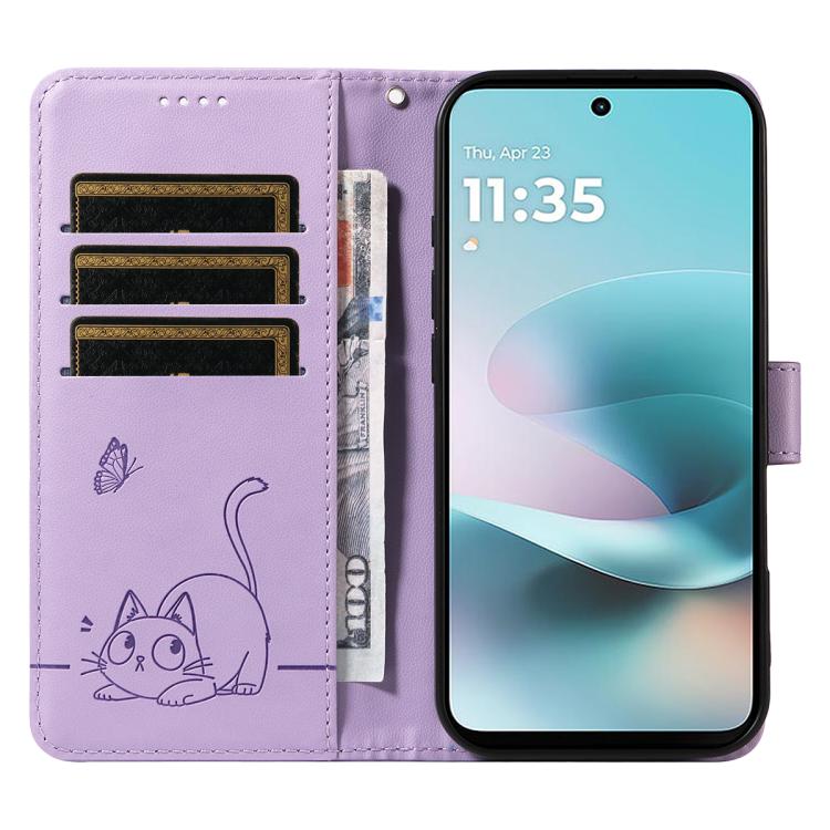 For Nothing Phone 4a Pro Adorable Cat Embossed Pattern Flip Leather Phone Case