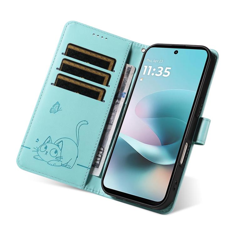 For Nothing Phone 4a Adorable Cat Embossed Pattern Flip Leather Phone Case