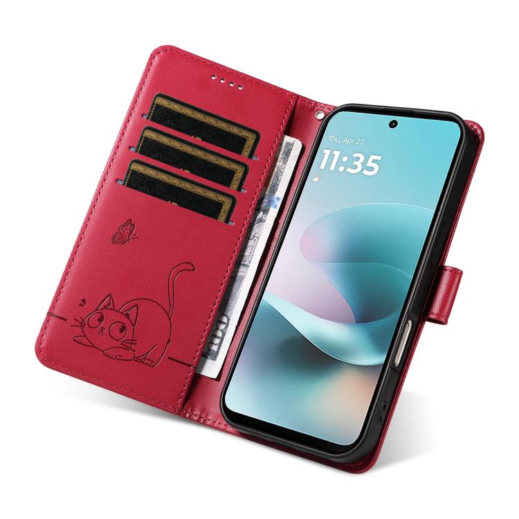 For Nothing Phone 4a Adorable Cat Embossed Pattern Flip Leather Phone Case
