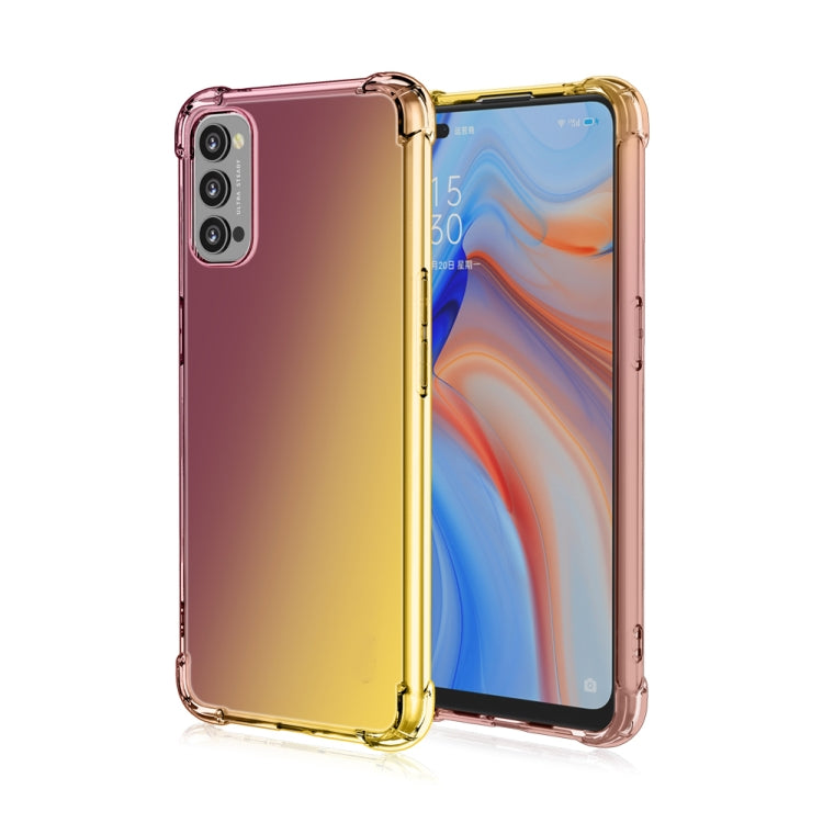 For Oppo Reno4 Pro 4G (International Version) Four-Corner Airbag Shockproof Gradient Color Clear TPU Case