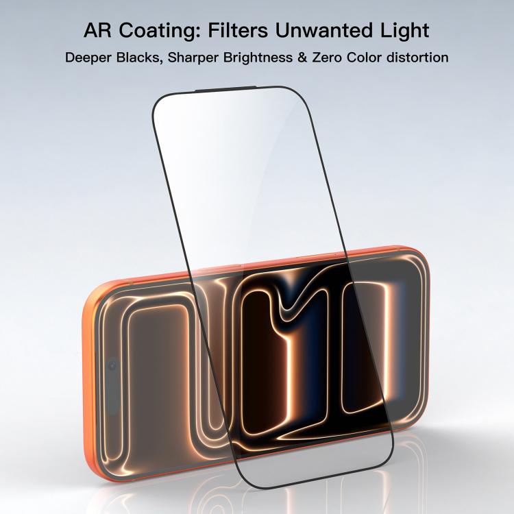 For iPhone 17 Mutural Easy Install Dust-Free Chamber Frosted Anti-Reflective Tempered Glass Film