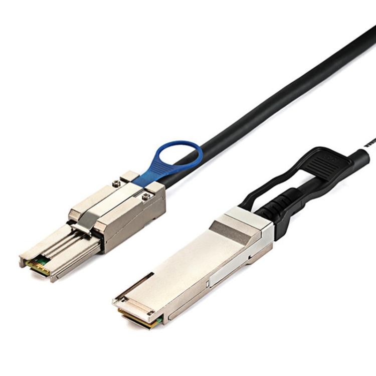 WG205 QSFP+40G to mini SAS 26PSFF-8088DAC High-Speed Server Data Cable, Length:1m - Black