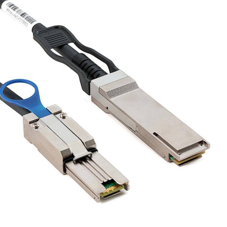 WG205 QSFP+40G to mini SAS 26PSFF-8088DAC High-Speed Server Data Cable, Length:1m - Black