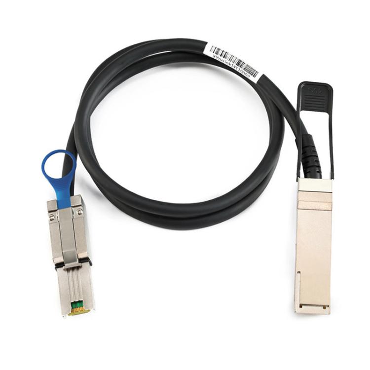 WG205 QSFP+40G to mini SAS 26PSFF-8088DAC High-Speed Server Data Cable, Length:1m - Black
