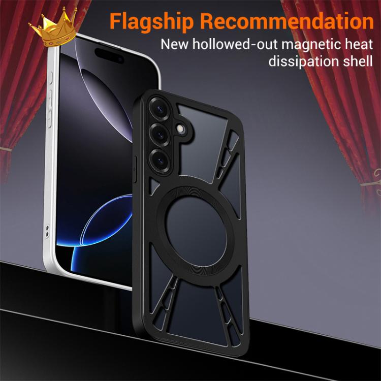 For Samsung Galaxy S26 5G Silicone Cooling Hollow Metal MagSafe Phone Case