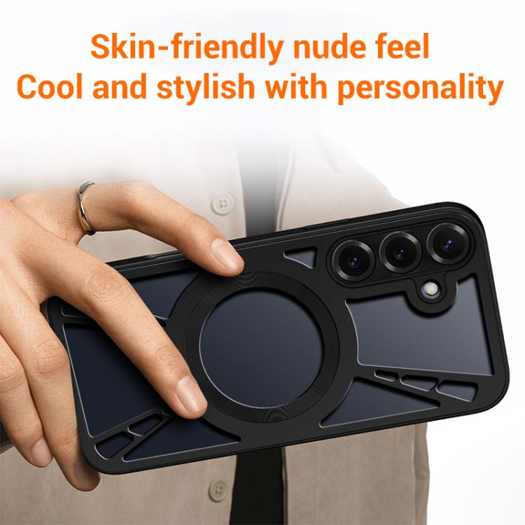 For Samsung Galaxy S26 5G Silicone Cooling Hollow Metal MagSafe Phone Case