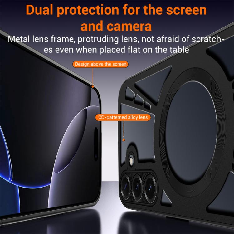For Samsung Galaxy S26 5G Silicone Cooling Hollow Metal MagSafe Phone Case